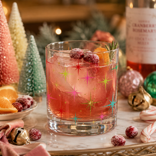 Holiday Retro Stars Rocks Glass