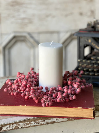 9" Frosted Fizzy Berry Candle Ring Wreath with 3.5" Inner