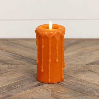 6" Orange 3D Flame Pillar Candle