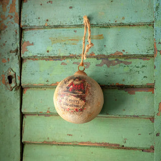 Merry Christmas Santa Aged Zinc Christmas Ball - Choose Size