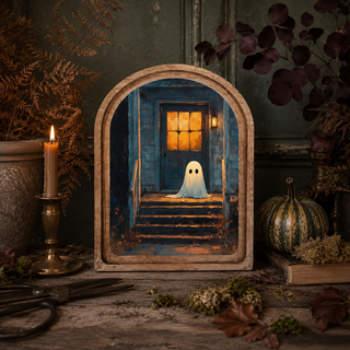 Arch Top Ghost On Porch Framed Art Wall Decor