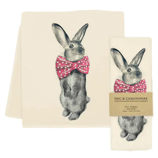Pink Bunny Bowtie Tea Towel