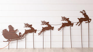 Santa & Reindeer Yard Stake Set