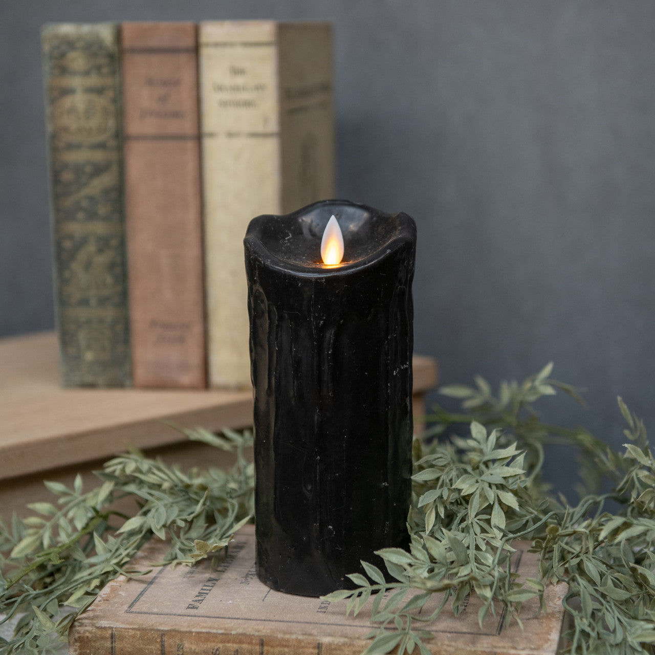 Moving Flame Black Candle - Choose Size