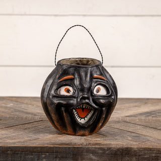 7" Paper Mache Jack O Lantern Choir Boy Pumpkin Candy Bucket