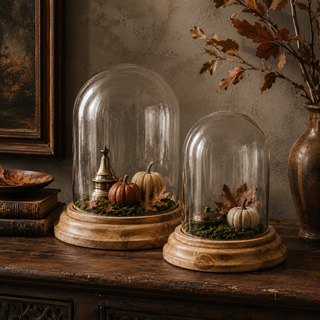 Glass Cloche With Wooden Base - Choose Size