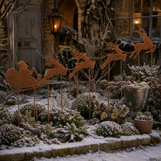 Santa & Reindeer Yard Stake Set