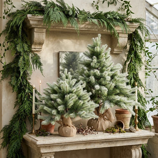 Glittered Evergreen Tree with Burlap Base - Choose Size