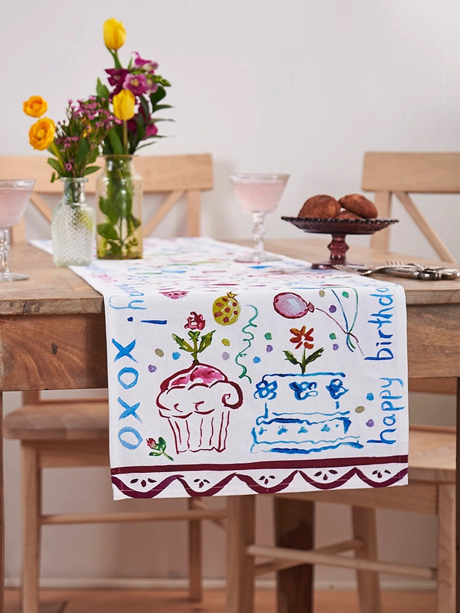 April Cornell Happy Birthday Watercolor Runner