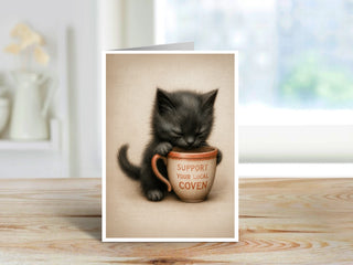Support Your Local Coven Black Cat Greeting Card