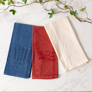 Set of 3 Patriotic Stonewashed Tea Towels