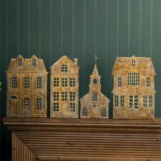 Antiqued House Silhouette Tea Light Holder - Choose Style