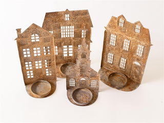 Antiqued House Silhouette Tea Light Holder - Choose Style