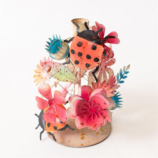 Flower and Ladybug Toleware Candleholder