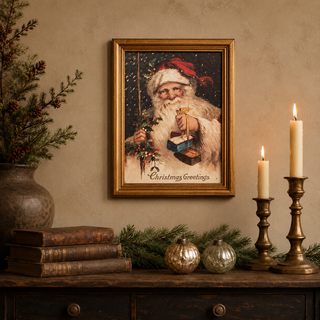 Vintage Style Santa Post Card Framed Print - Choose Style