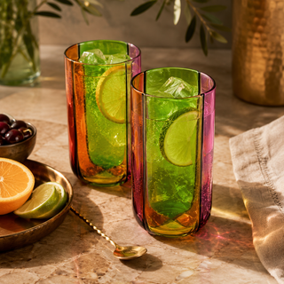 Set of 2 Colorblock Highball Glasses