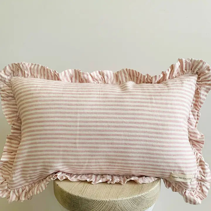 Pure French Linen Ruffle Lumbar Pillow Cover