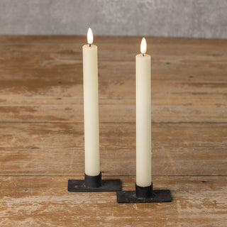 Set of 2 – 9.5" 3D Flame Cream Shimmer Taper Candles