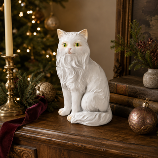 11" White Persian Cat Figurine