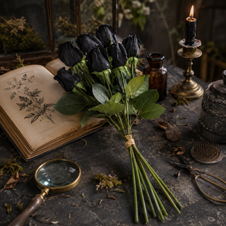 Black Real Touch Rose Bud Bundle