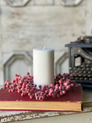 9" Frosted Fizzy Berry Candle Ring Wreath with 3.5" Inner