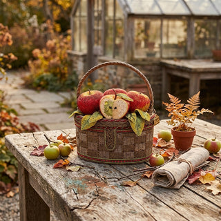 Mary Frances Apple Orchard Beaded Fruit Basket Top Handle Bag