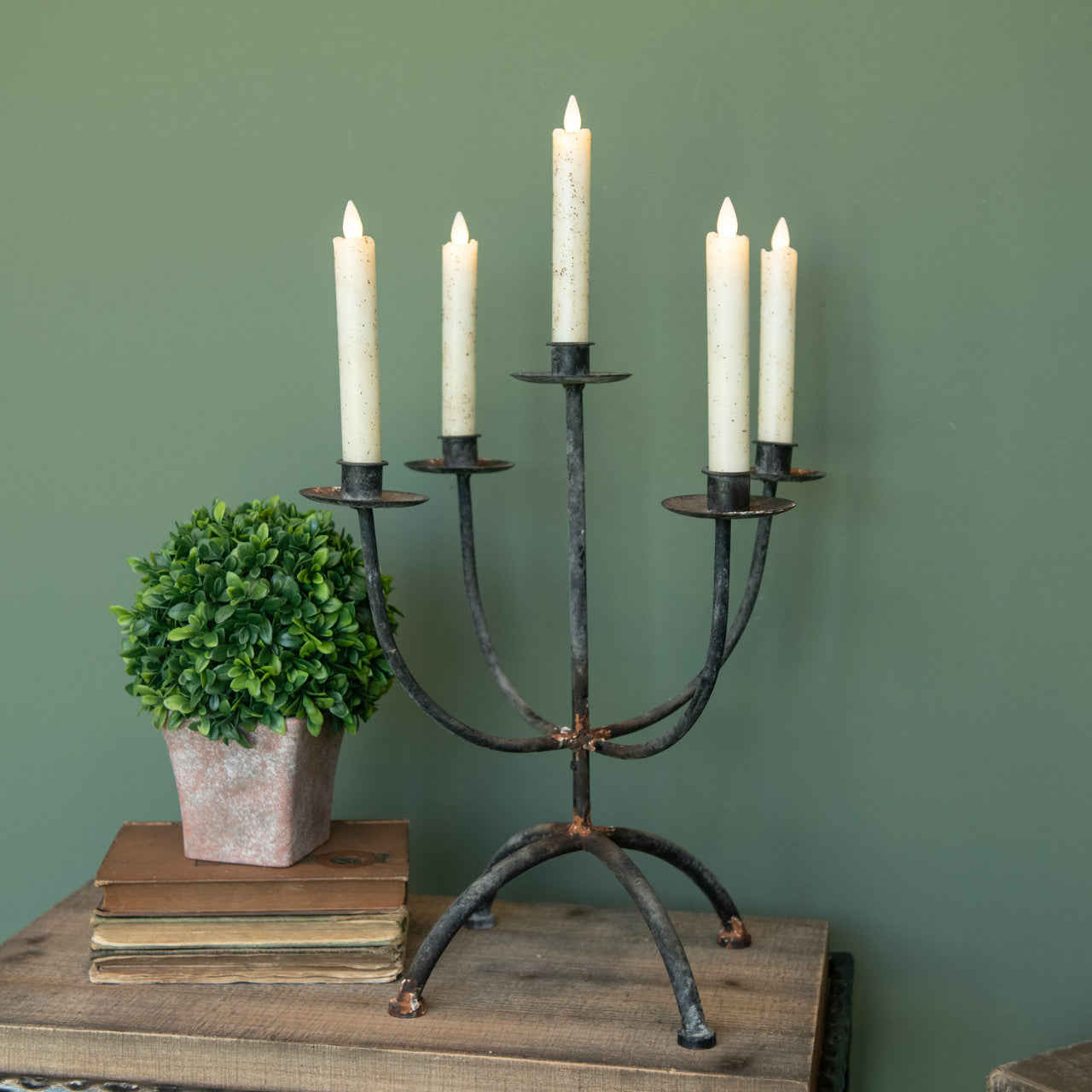 Weathered Black Hand Forged Candelabra