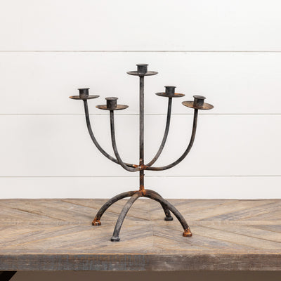 Weathered Black Hand Forged Candelabra