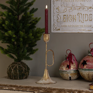 13.75" Gold Trumpet Taper Candle Holder