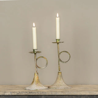 Gold Trumpet Taper Candle Holder - Choose Size