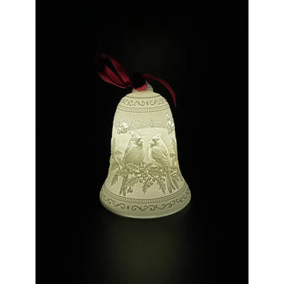 Luumii Lights Porcelain Bell Ornament - Merry Christmas with Birds