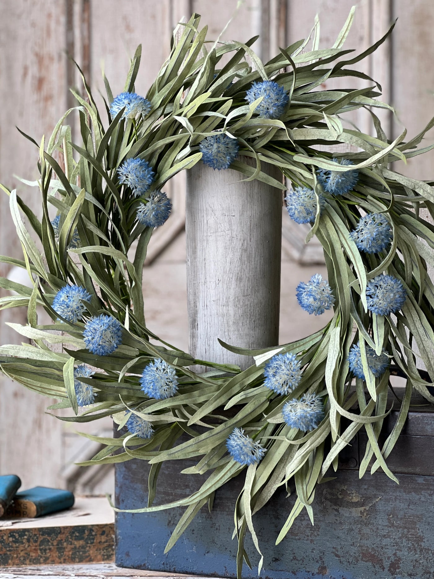 24" Cerulean Sky Grass Wreath