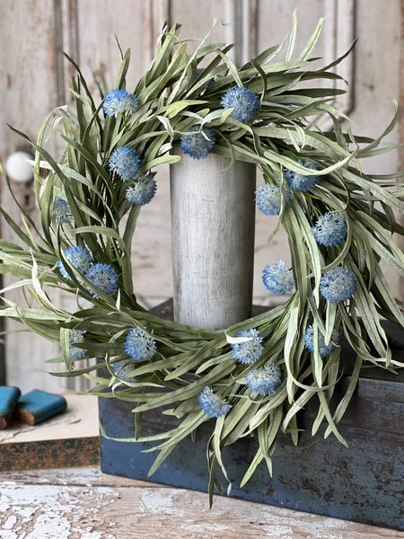 24" Cerulean Sky Grass Wreath