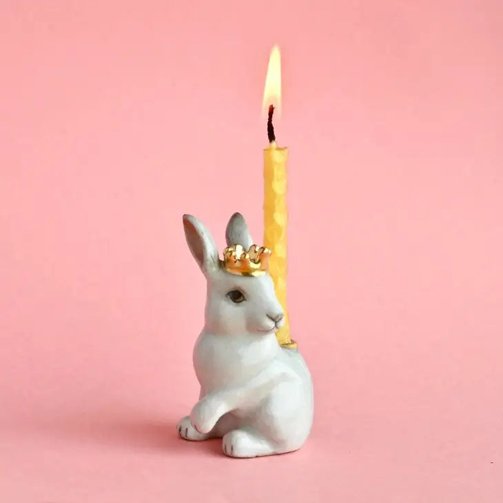 Porcelain Bunny Heirloom Birthday Cake Topper