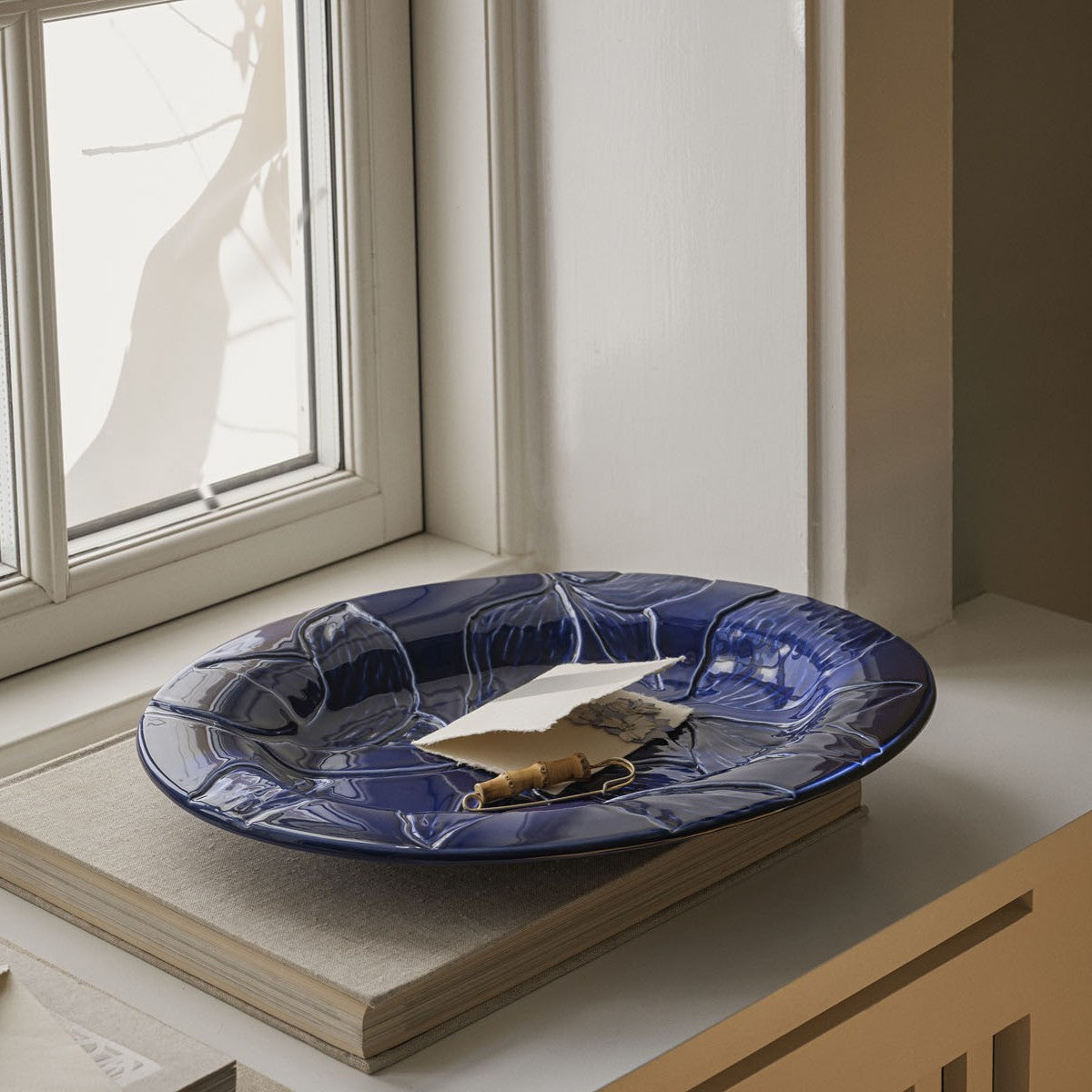 Bergs Potter Florita Glazed Agate Blue Tray - Thumbnail 3