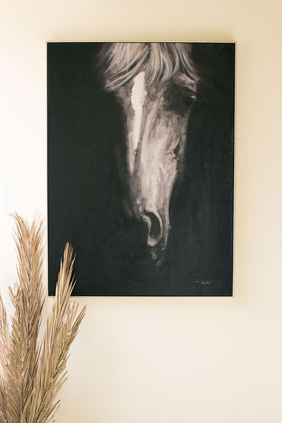 Black & White Horse Oil Painting with Silver Frame - Choose Your Style