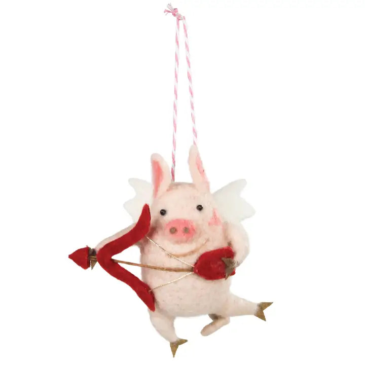 Litte Felt Cupid Pig