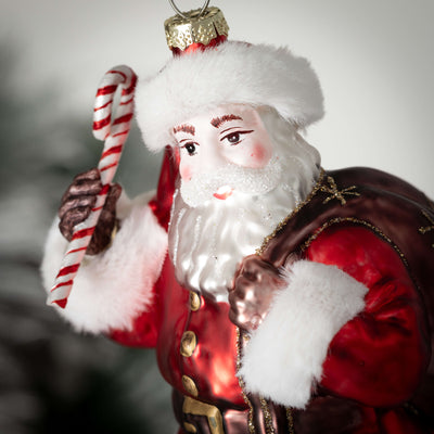 Candy Cane Santa Ornament