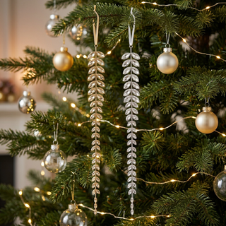 Champagne Gem Vining Drop Ornament - Choose Silver or Gold