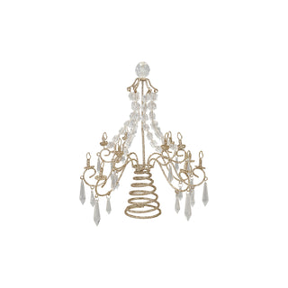 Metal Chandelier Tree Topper with Acrylic Crystals and Glitter – Choose Size