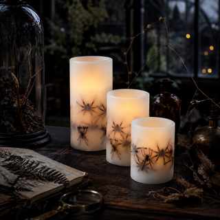 Spider Wax LED Flicker Flame Candle with Timer - Choose Size