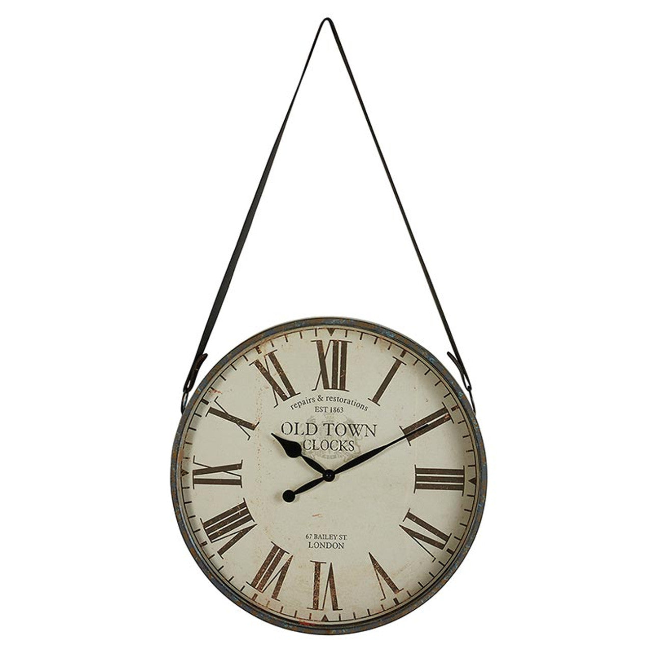 Wall Clock With Leather Strap