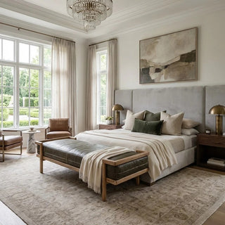 Distressed Olive Color Leather Day Bed Bench