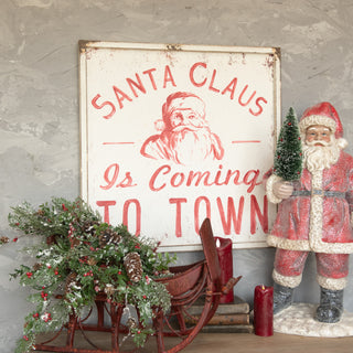 24" Red and White Santa Claus Is Coming to Town Sign