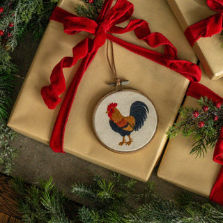 Rooster Embroidered Ornament