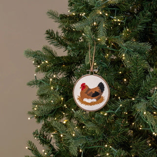 Mother Hen Embroidered Ornament