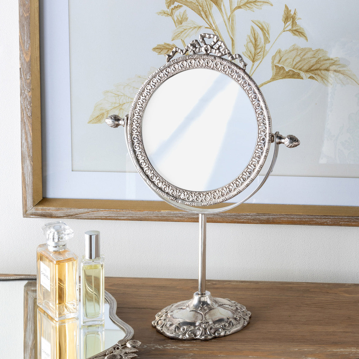 Victorian Silver Oval Vanity Mirror