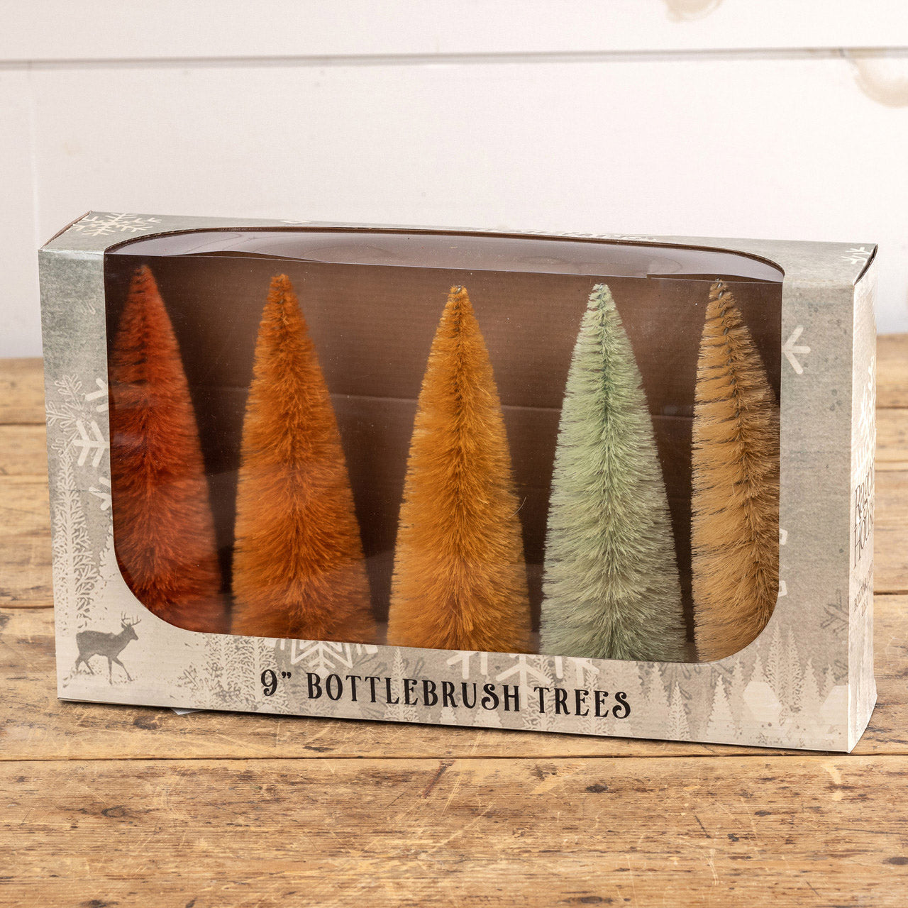 Set of 5 Bottle Autumn Colors Bottle Brush Trees - Choose Size