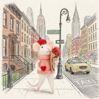 Felt Mouse with Roses to Give