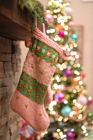 Festive Knit Stocking with Pom Poms